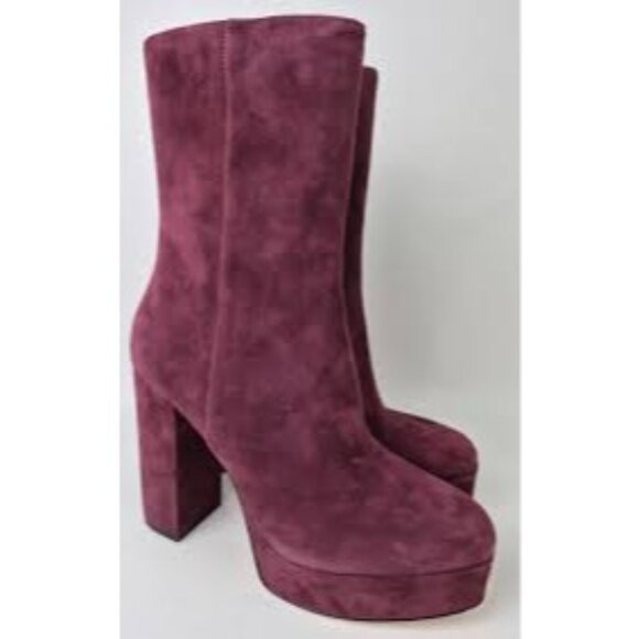 Stuart Weitzman Red/Burgundy Suede Platform Boots Size 9.5 - Picture 1 of 8